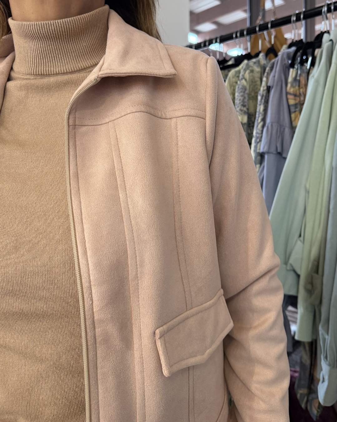 Suede Zip Up Jacket
