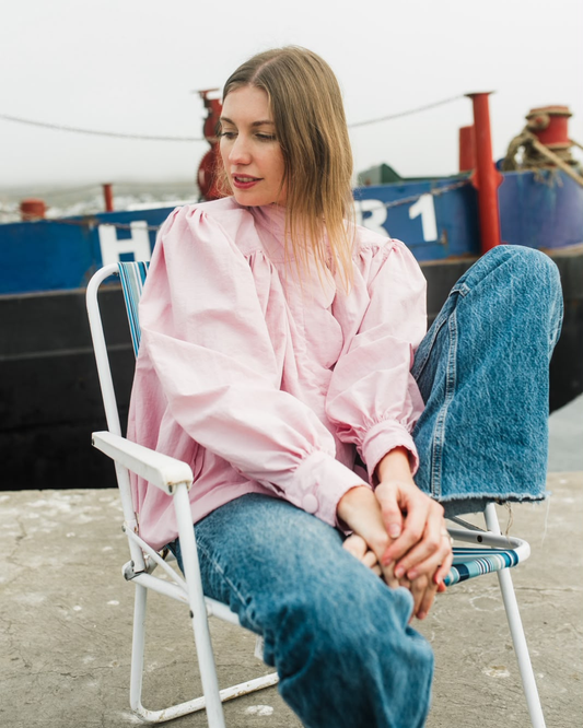 Light Pink Mid Length Scalloped Jacket