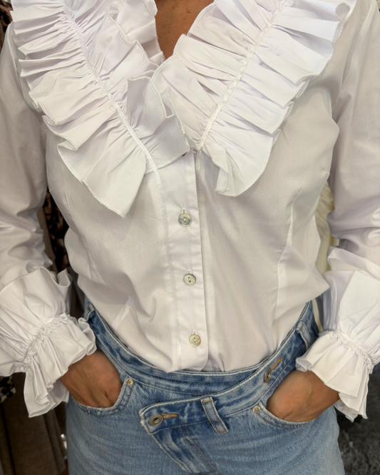 Frill Detail Cotton Poplin Blouse