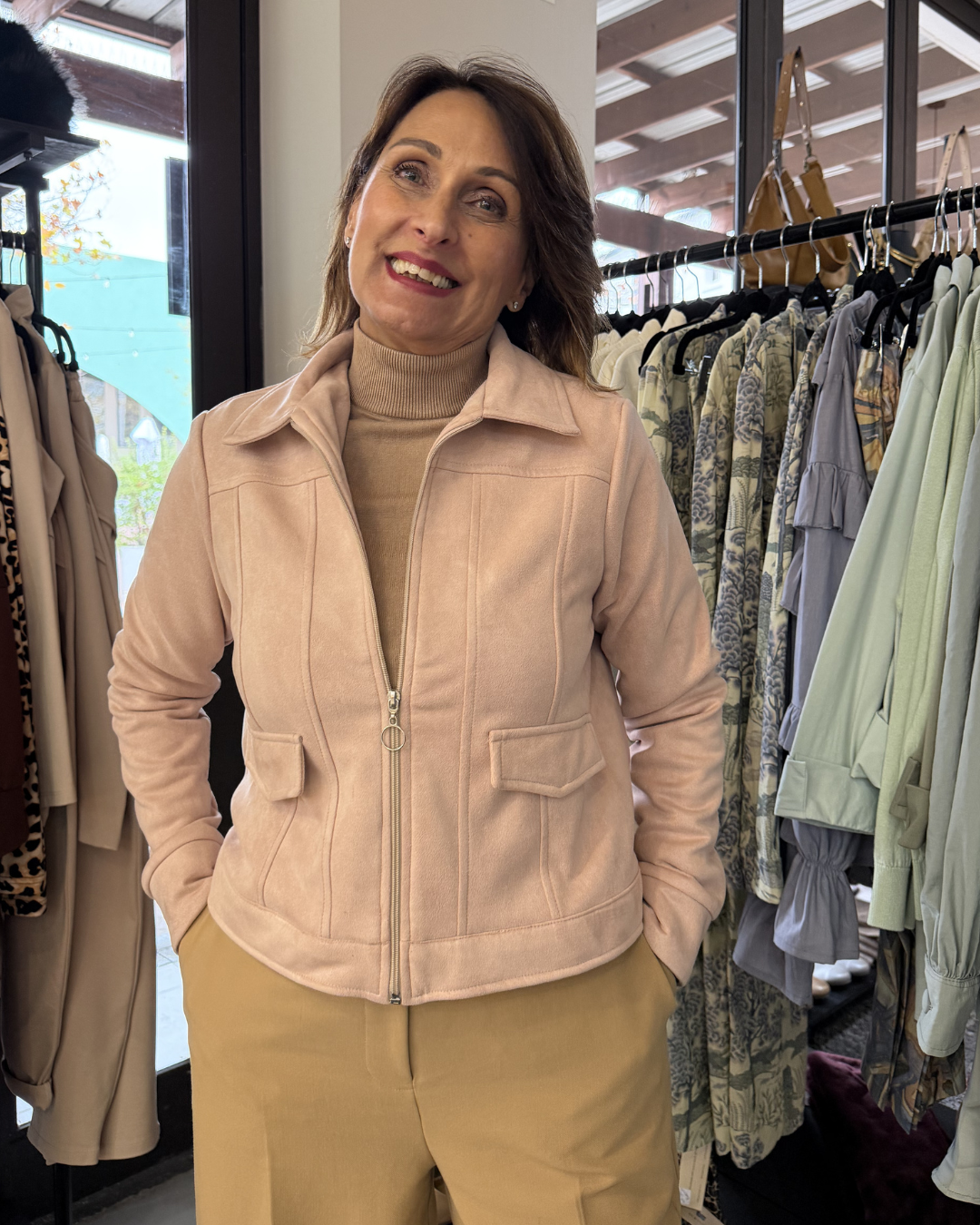 Suede Zip Up Jacket