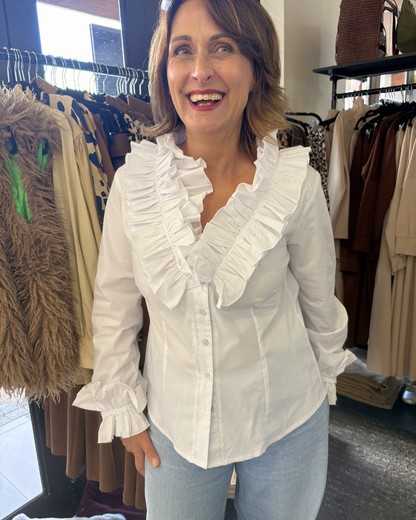 Frill Detail Cotton Poplin Blouse