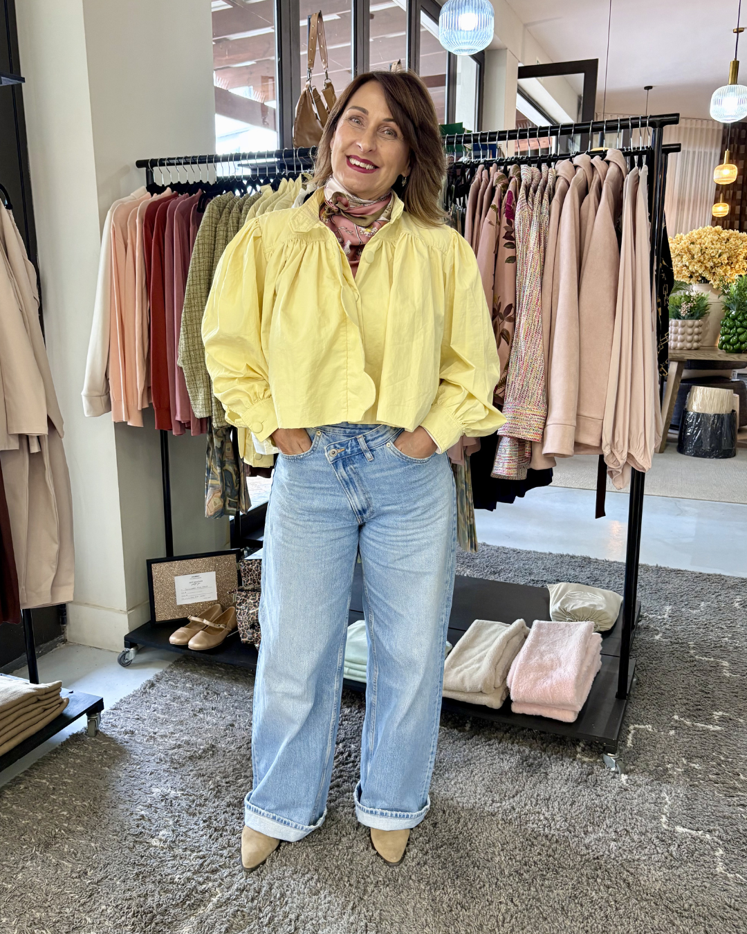 Butter Yellow Mid Length Scalloped Jacket