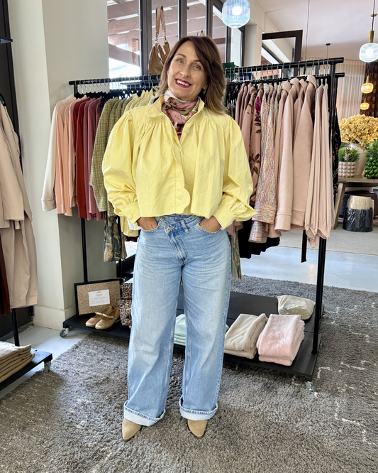 Butter Yellow Mid Length Scalloped Jacket
