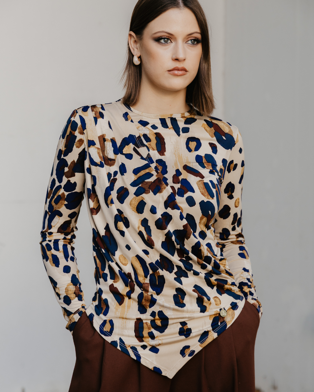 Asymmetrical Top in Animal Print