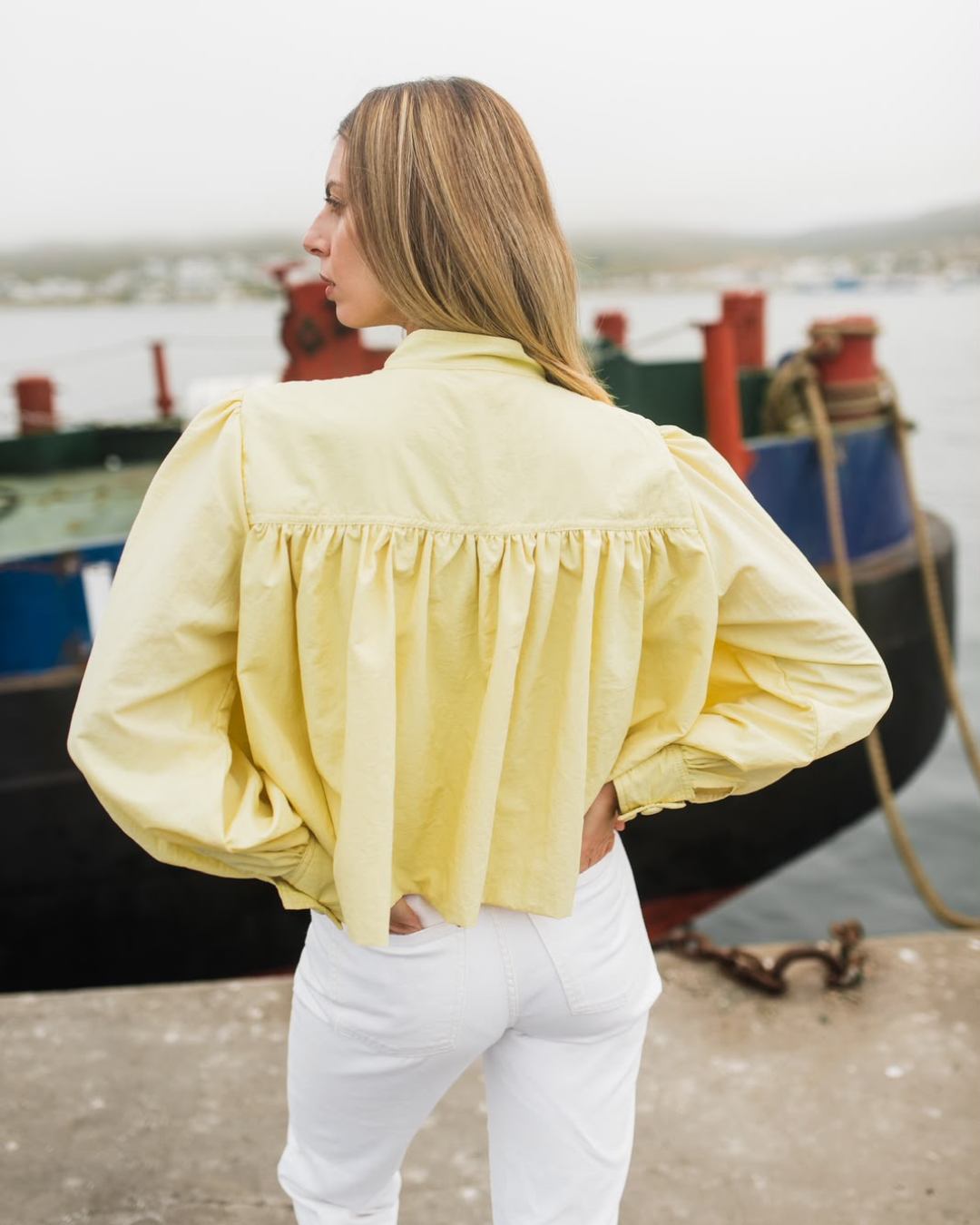 Butter Yellow Mid Length Scalloped Jacket