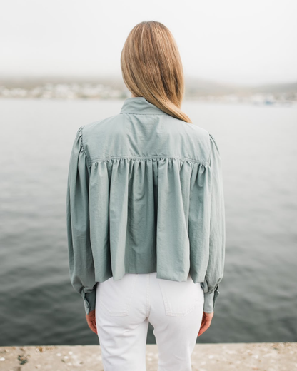 Duck Egg Cropped Scalloped Jacket