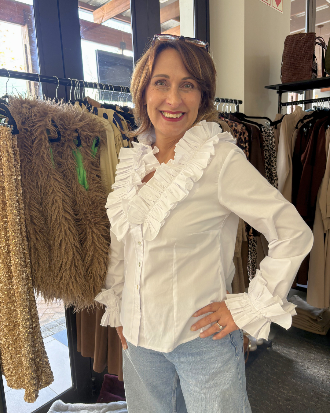 Frill Detail Cotton Poplin Blouse