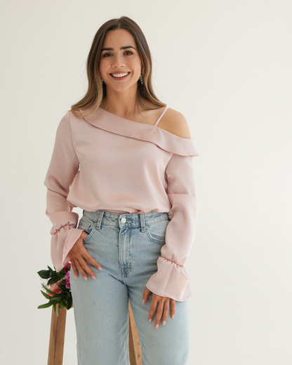 Soft Drape Blouse in Light Pink