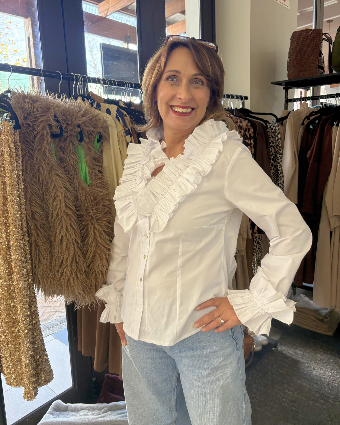 Frill Detail Cotton Poplin Blouse