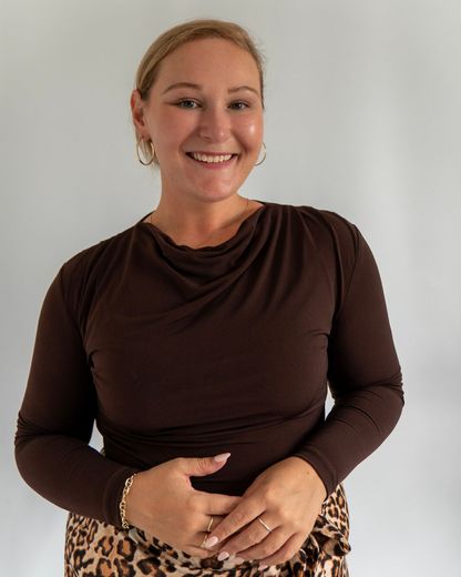 Cowl Neck Everyday Top in Chocolate